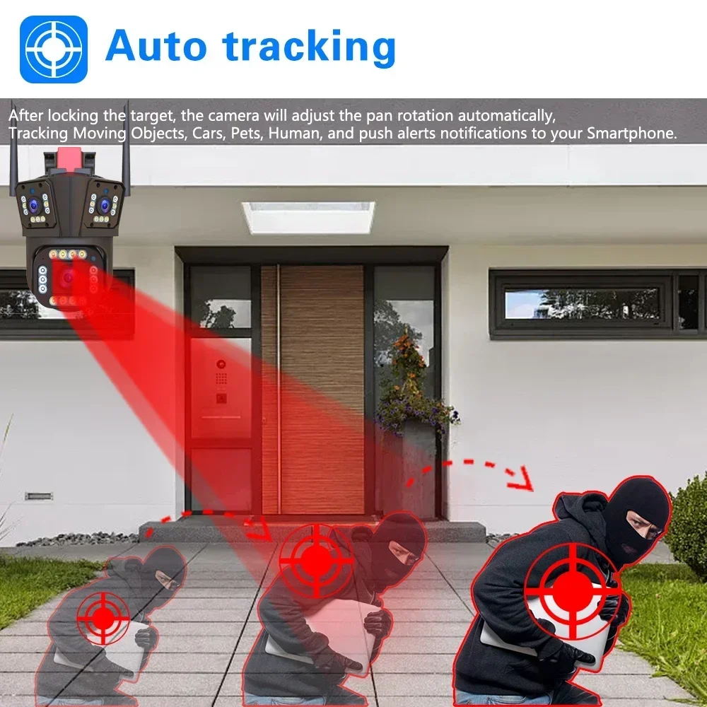 6K 12MP WiFi IP Camera Outdoor 360° Video Surveillance Security-Protection Three Screen Ai Tracking CCTV Waterproof Street Cam 6K 12MP WiFi IP Camera Outdoor 360° Video Surveillance Security-Protection Three Screen Ai Tracking CCTV Waterproof Street Cam