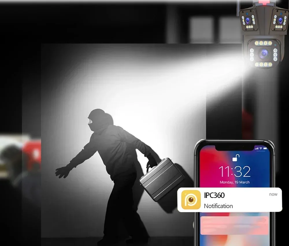 6K 12MP WiFi IP Camera Outdoor 360° Video Surveillance Security-Protection Three Screen Ai Tracking CCTV Waterproof Street Cam