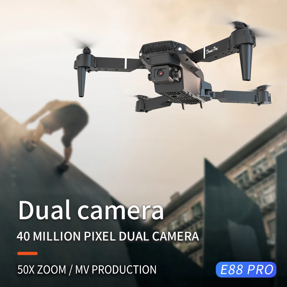 E88Pro 4K WIFI FPV Professional Grade RC Drone Foldable Helicopter 1080P Wide Angle HD Dual Camera Height Hold Gift Toy E88Pro 4K WIFI FPV Professional Grade RC Drone Foldable Helicopter 1080P Wide Angle HD Dual Camera Height Hold Gift Toy