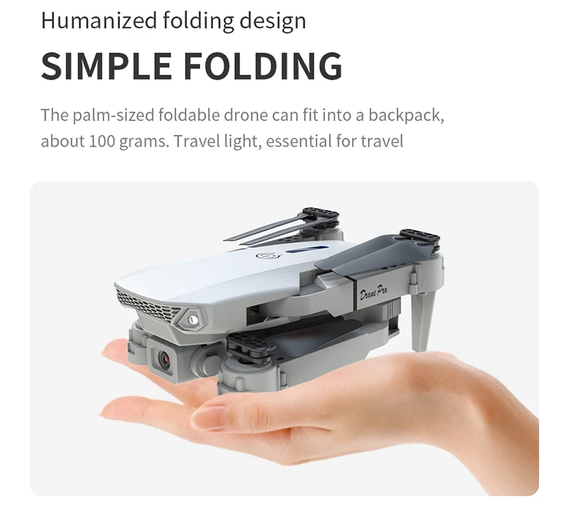 E88Pro 4K WIFI FPV Professional Grade RC Drone Foldable Helicopter 1080P Wide Angle HD Dual Camera Height Hold Gift Toy