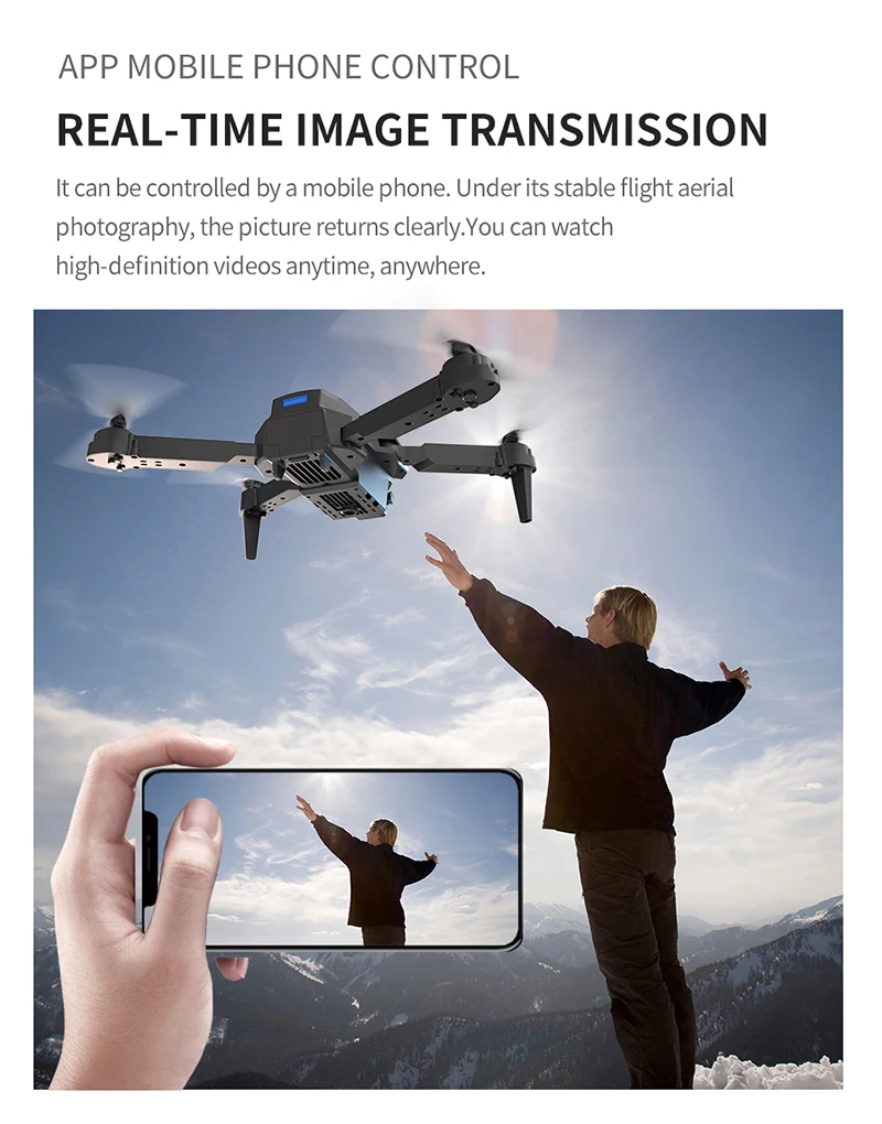 E88Pro 4K WIFI FPV Professional Grade RC Drone Foldable Helicopter 1080P Wide Angle HD Dual Camera Height Hold Gift Toy