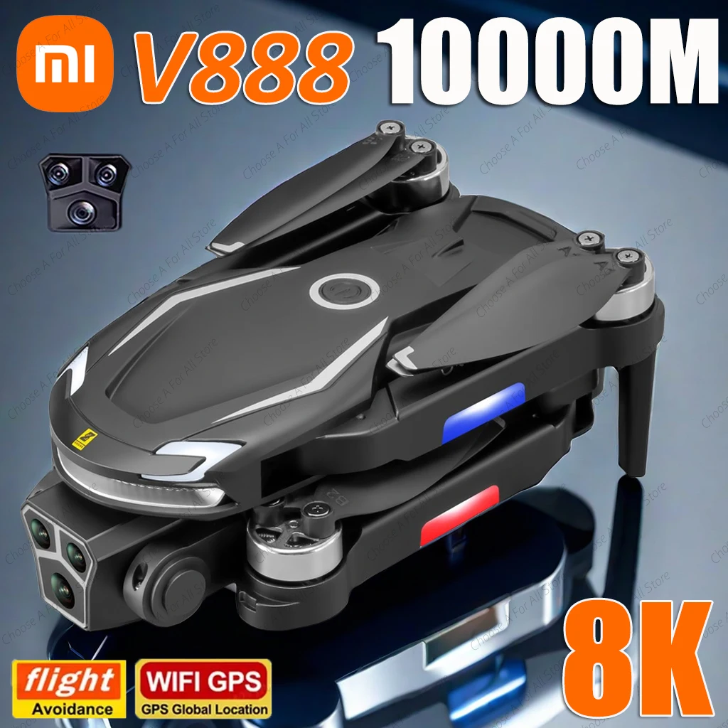 Xiaomi V888 Drone 8K HD Triple Camera GPS Professional Obstacle Avoidance Optical Flow Positioning Brushless Upgraded Quadcopter Xiaomi V888 Drone 8K HD Triple Camera GPS Professional Obstacle Avoidance Optical Flow Positioning Brushless Upgraded Quadcopter
