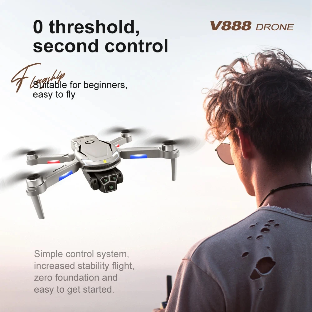Xiaomi V888 Drone 8K HD Triple Camera GPS Professional Obstacle Avoidance Optical Flow Positioning Brushless Upgraded Quadcopter