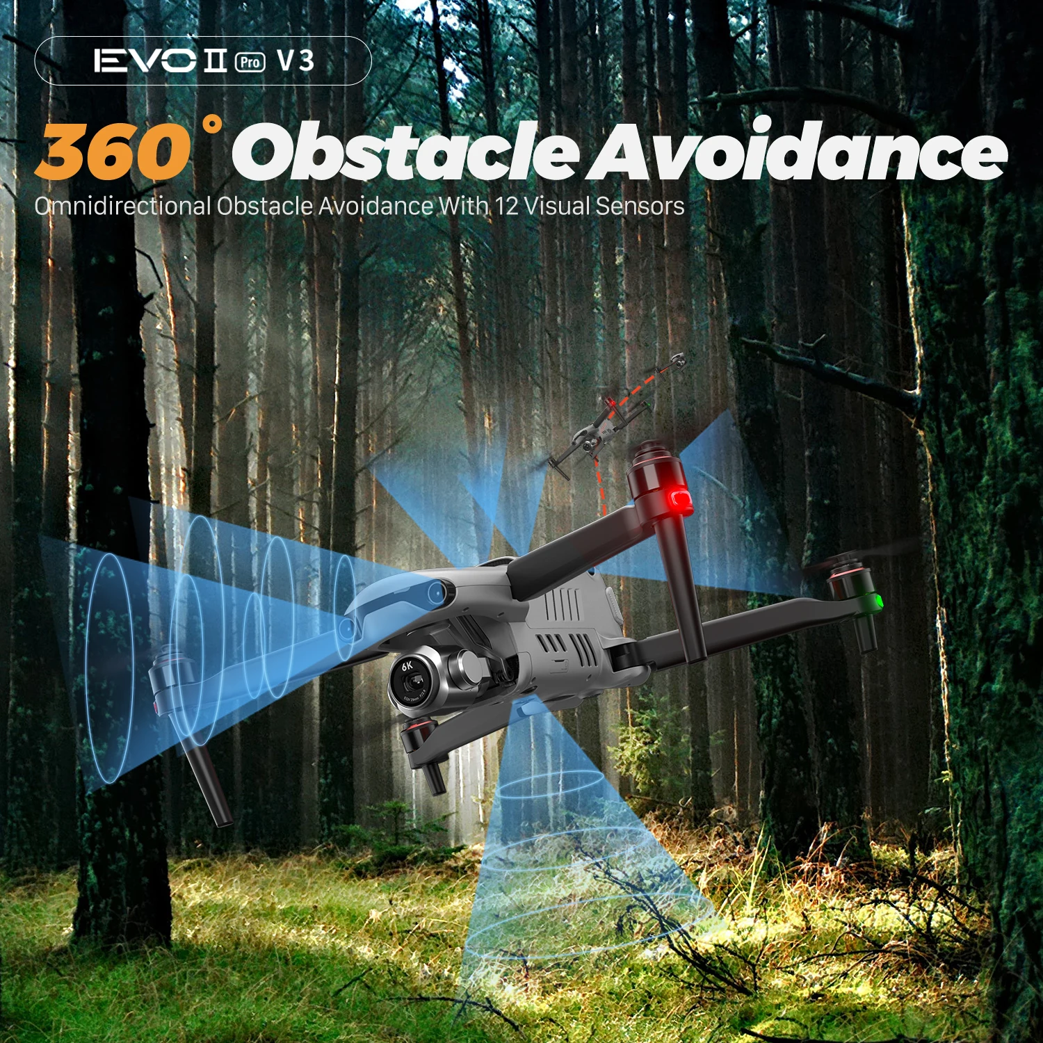 Autel Robotics EVO II Pro V3 12-Bit Image 6K HDR Video Camera Drone Moonlight Algorithm 2.0 (ISO 44000) for Stunning Night Scene