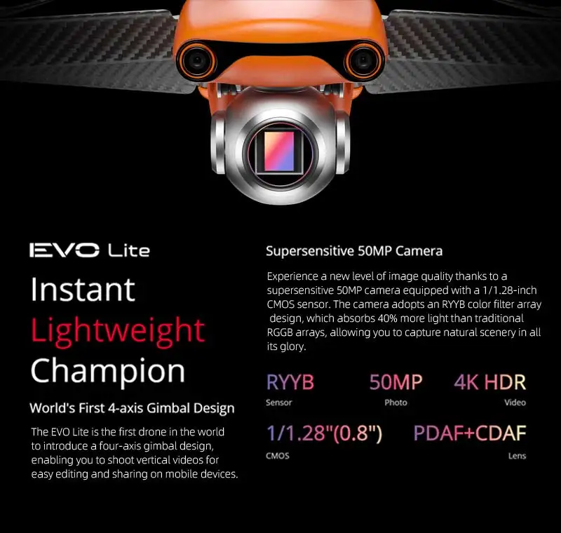 Autel Robotics EVO Lite/Lite Plus 3/4-axis Gimbal Camera RC Drone RC RTF Obstical Avoidance Real time transmission
