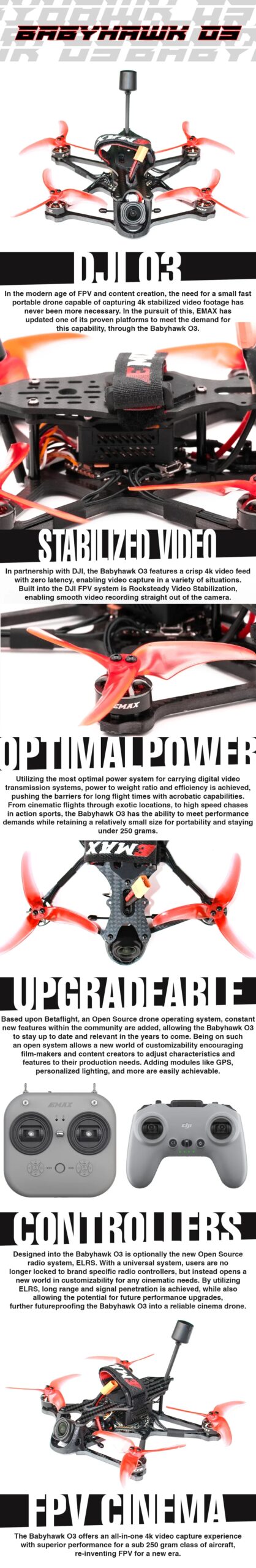 EMAX Babyhawk O3 Air Unit 3.5Inch 4S 3700KV FPV Drone BNF PNP 4K HD Drone Quadcopter With Camera RC FPV Drone New