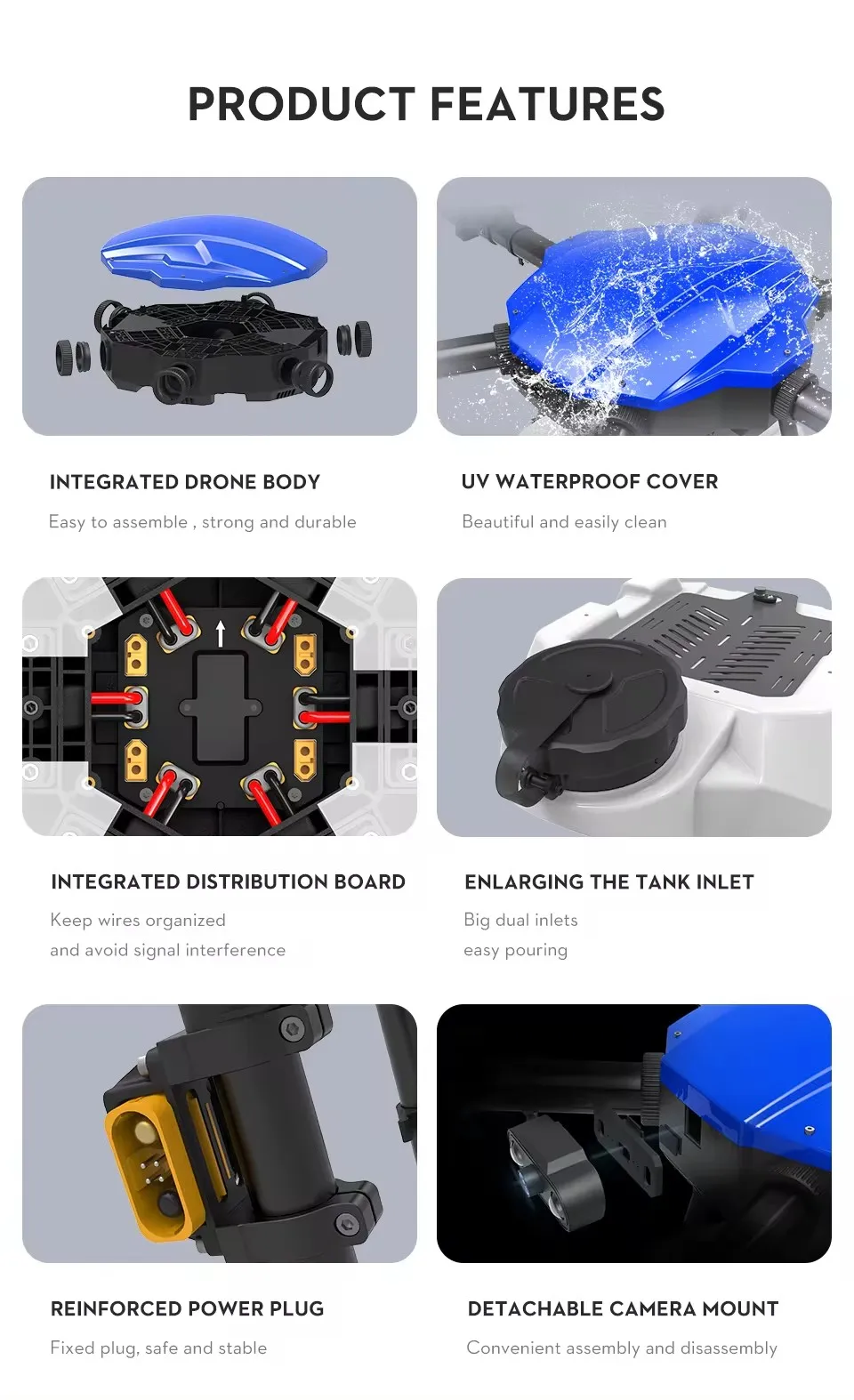 EFT E610P 6-axis 10L agricultural sprayers drone frame carbon fiber aircraft seeder uav spraying Drone parts