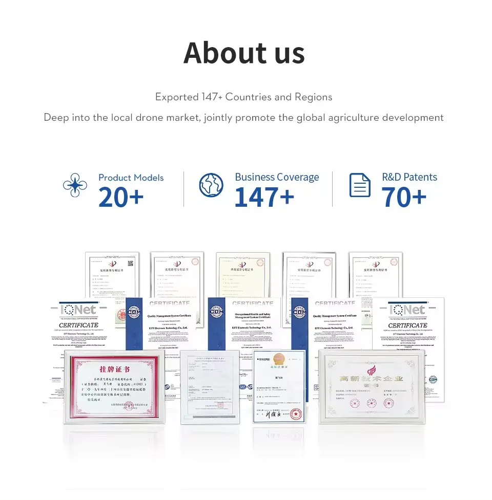 EFT E610P 6-axis 10L agricultural sprayers drone frame carbon fiber aircraft seeder uav spraying Drone parts