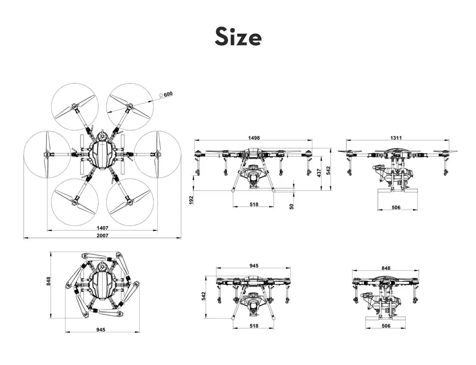 EFT E610P 6-axis 10L agricultural sprayers drone frame carbon fiber aircraft seeder uav spraying Drone parts