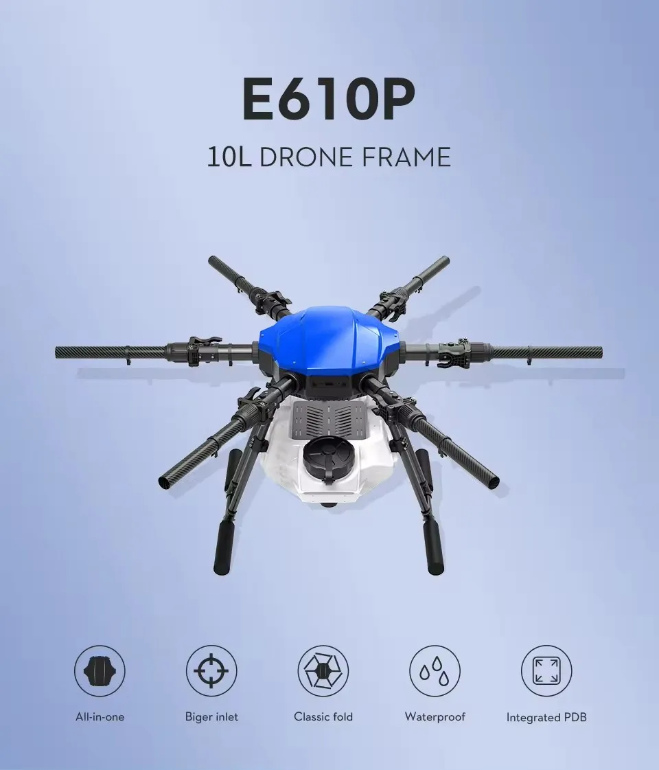 EFT E610P 6-axis 10L agricultural sprayers drone frame carbon fiber aircraft seeder uav spraying Drone parts