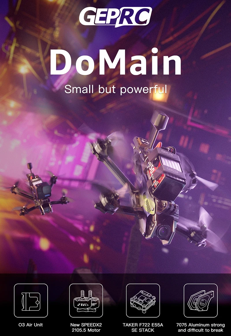 GEPRC DoMain4.2 HD O3 Freestyle FPV Drone PNP/ELRS2.4G/TBS NanoRX SPEEDX2 2105.5 2650KV FC F722 SE E55A DIY RC Quadcopter