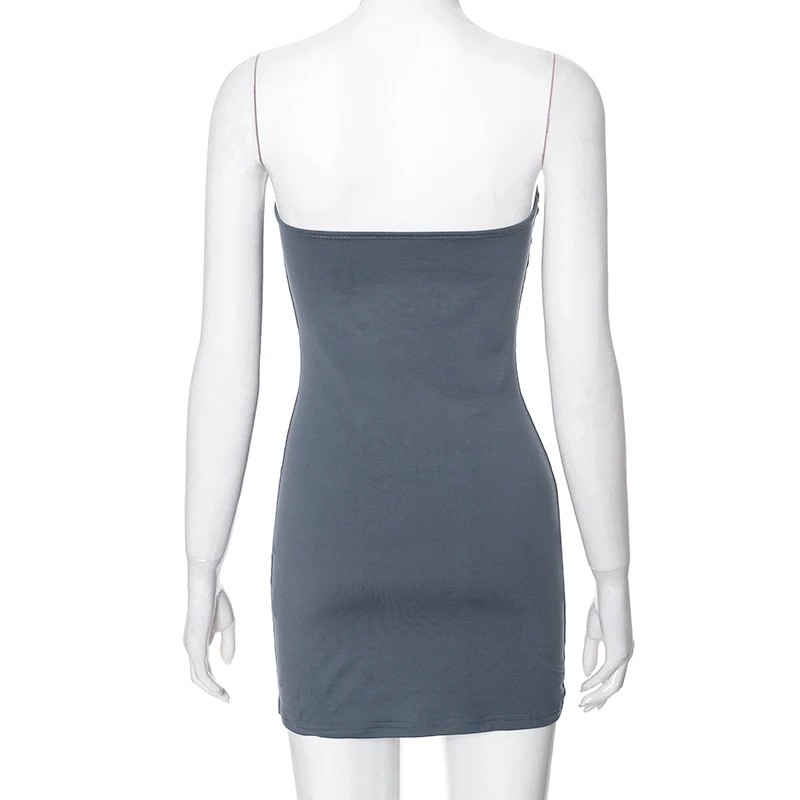 CUTENOVA Y2K Sexy Mini Dress Women Summer Hottie Hollow Out Strapless Solid Color Pullover Dresses Streetwear 2024 Women Clothin