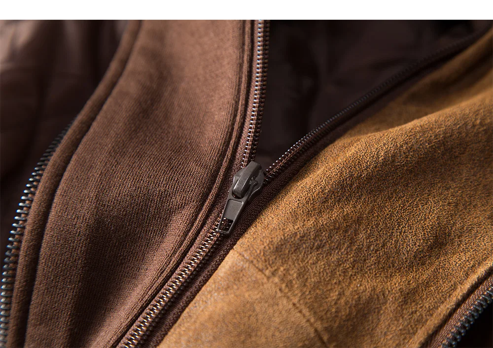 Men's Real Leather Motorcycle Jacket with Removable Hood