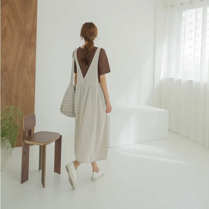 Women's Cotton Sleeveless Dress with Pockets