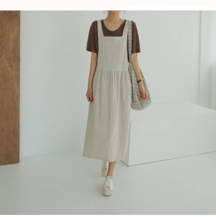 Women's Cotton Sleeveless Dress with Pockets