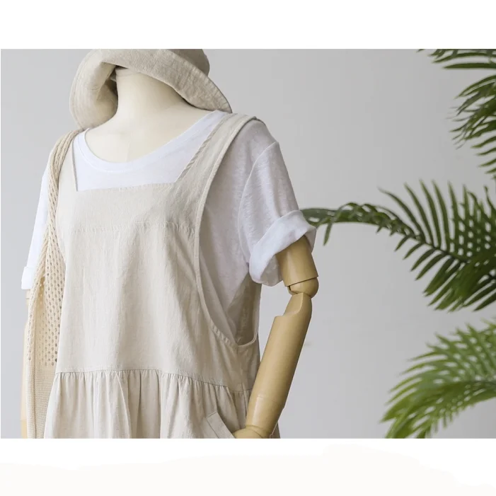 Women's Cotton Sleeveless Dress with Pockets