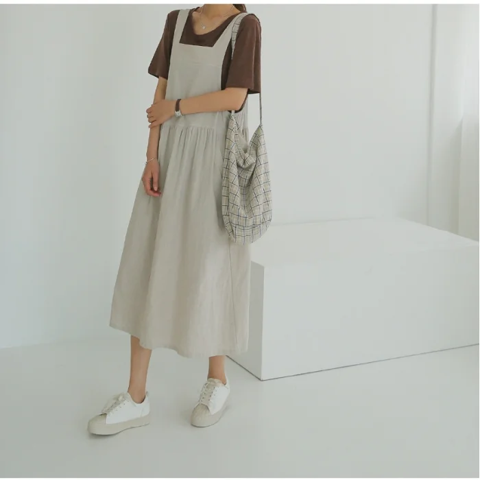 Women's Cotton Sleeveless Dress with Pockets