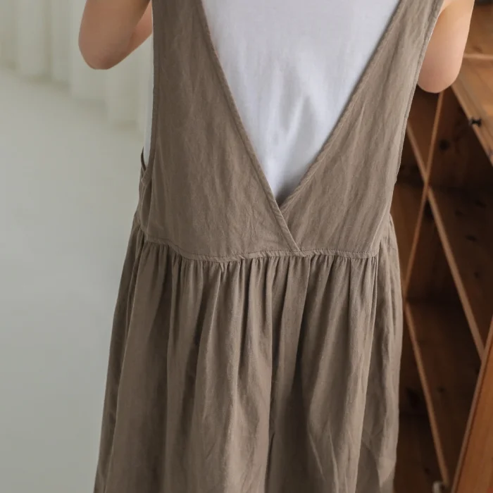 Women's Cotton Sleeveless Dress with Pockets