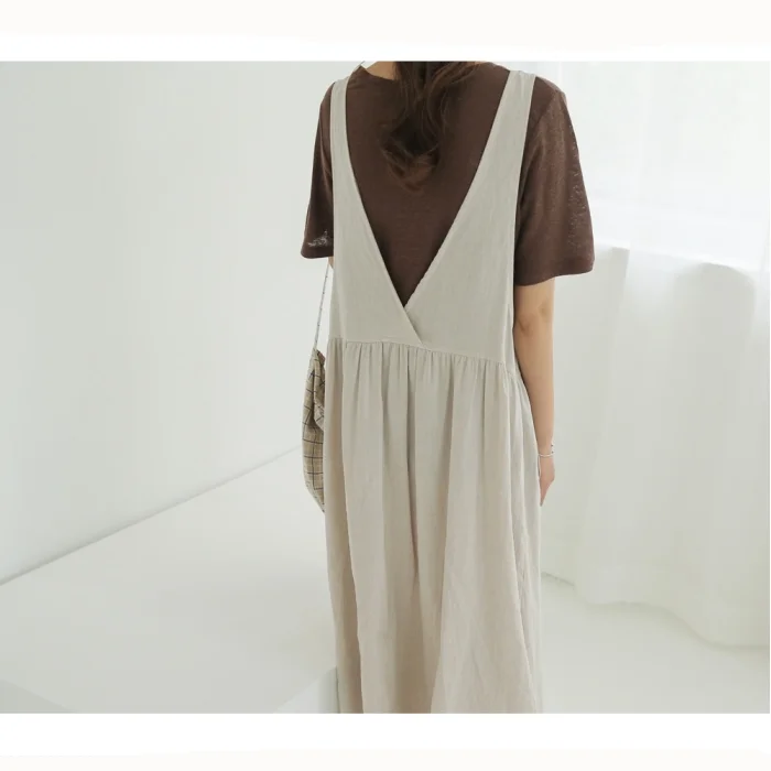 Women's Cotton Sleeveless Dress with Pockets