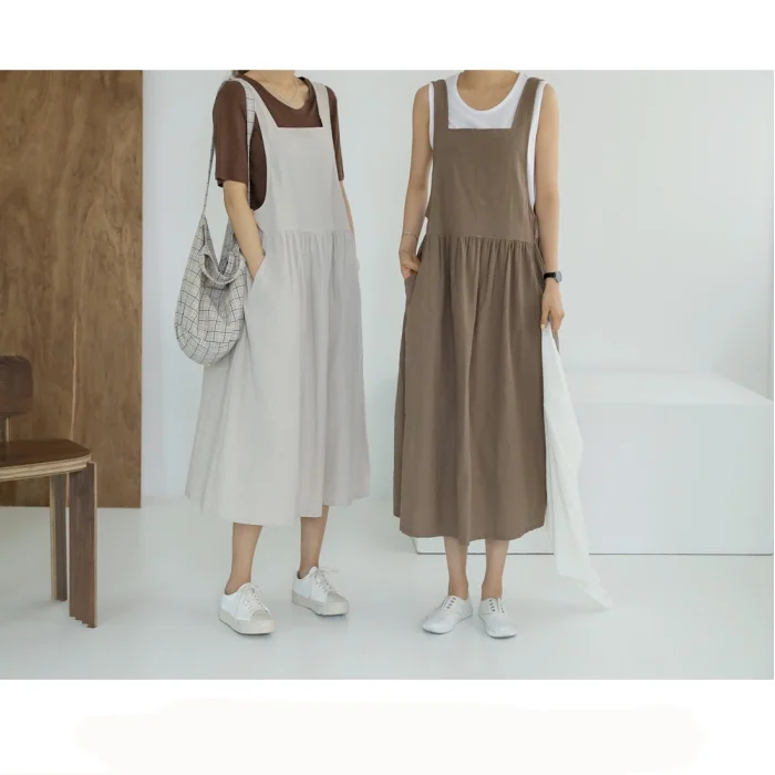 Women's Cotton Sleeveless Dress with Pockets