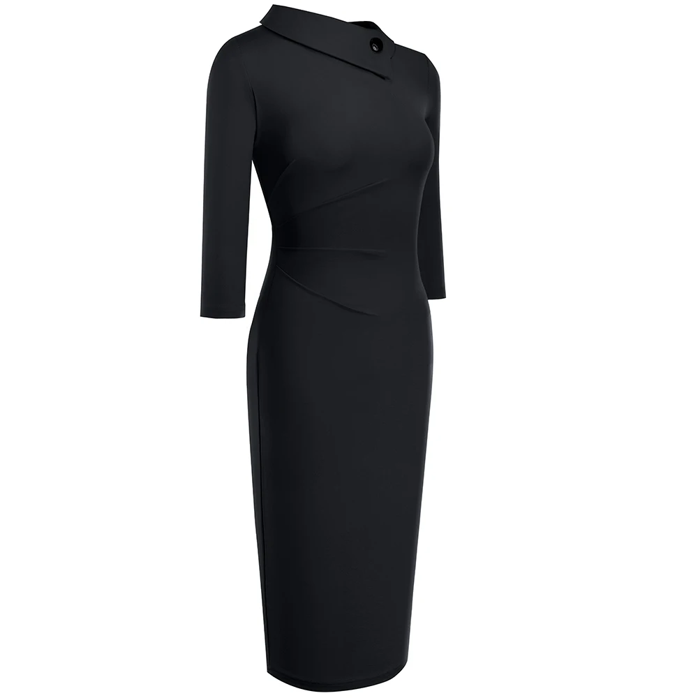 Elegant Office Women's Dress in Purple and Black