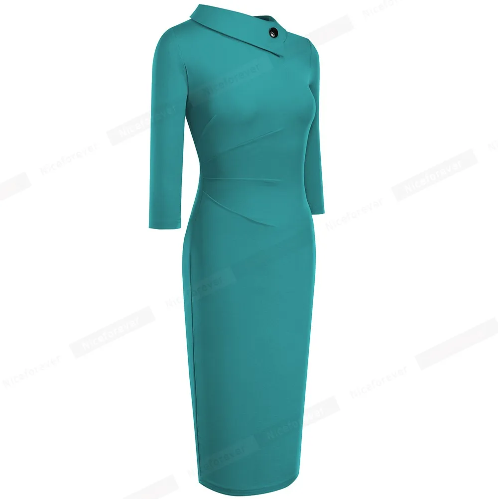 Elegant Office Women's Dress in Purple and Black