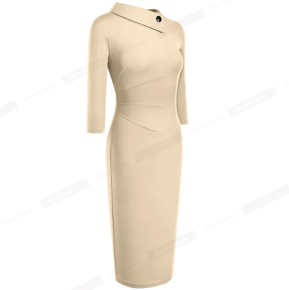 Elegant Office Women's Dress in Purple and Black