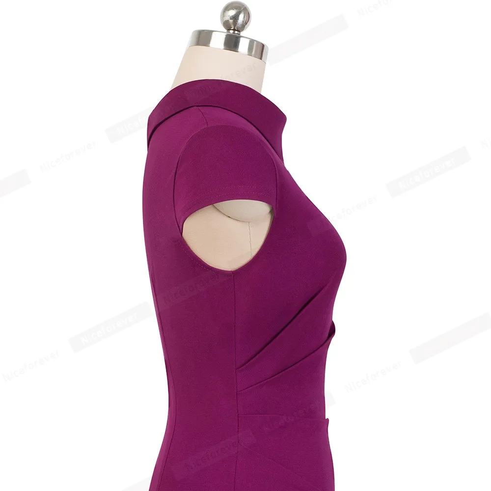 Elegant Office Women's Dress in Purple and Black