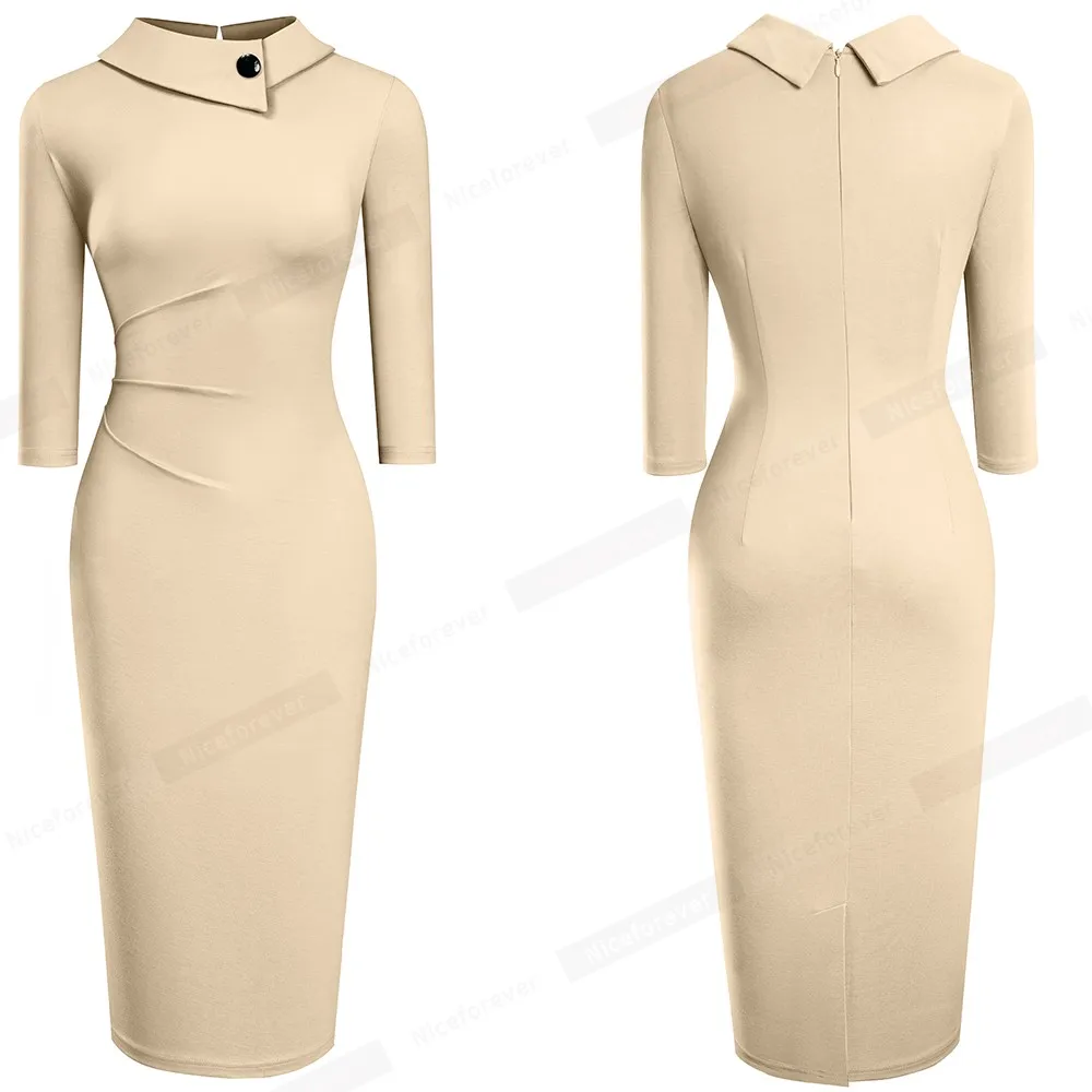 Elegant Office Women's Dress in Purple and Black