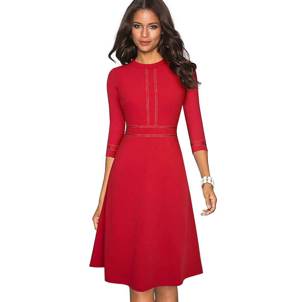 Retro Style Patchwork A-Line Dress for Women