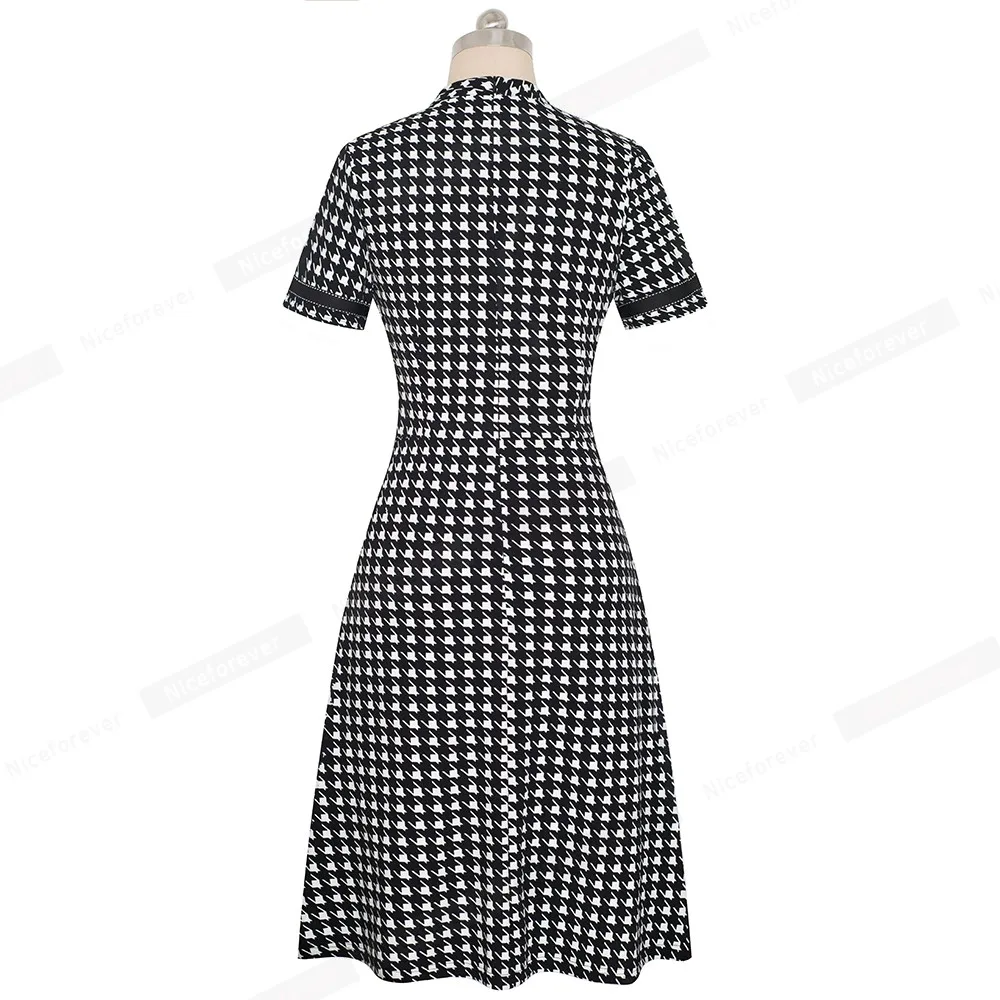 Retro Style Patchwork A-Line Dress for Women