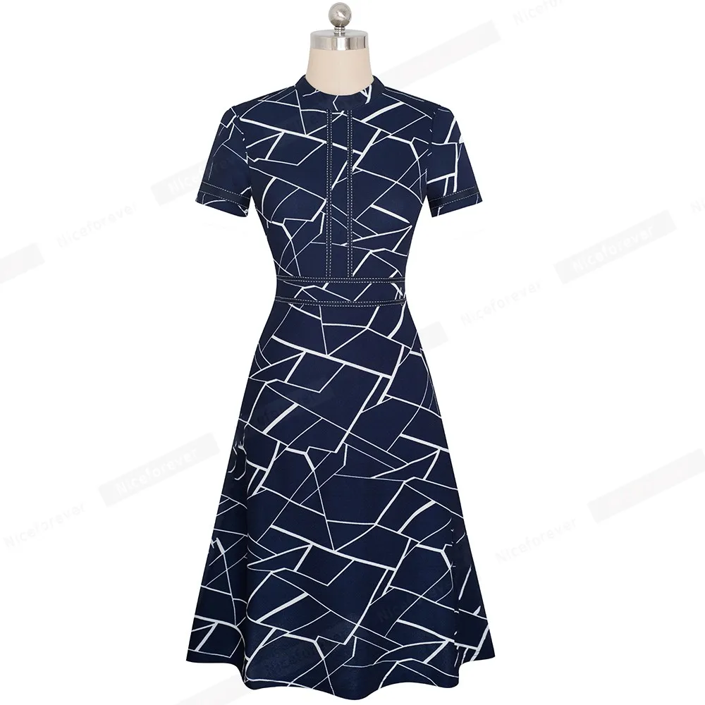 Retro Style Patchwork A-Line Dress for Women