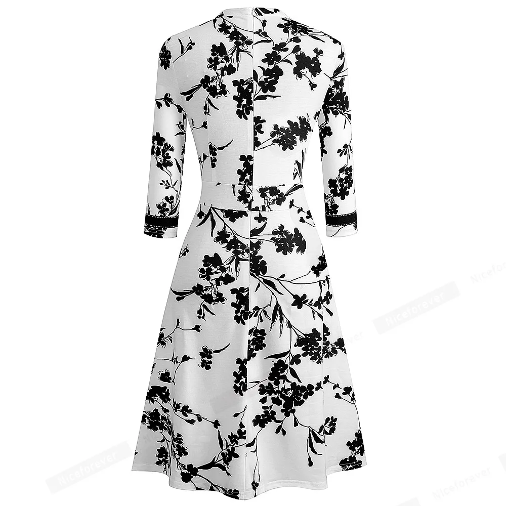Retro Style Patchwork A-Line Dress for Women