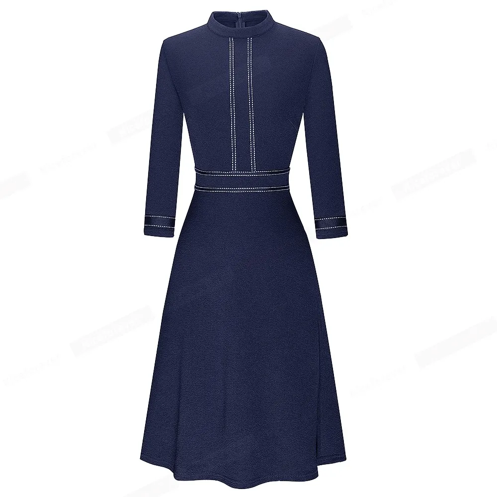 Retro Style Patchwork A-Line Dress for Women