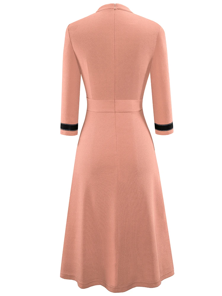 Retro Style Patchwork A-Line Dress for Women