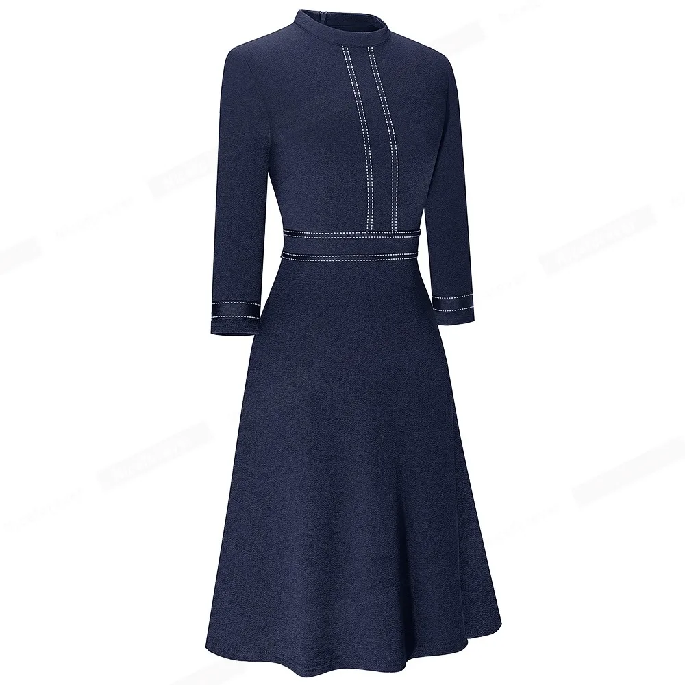 Retro Style Patchwork A-Line Dress for Women