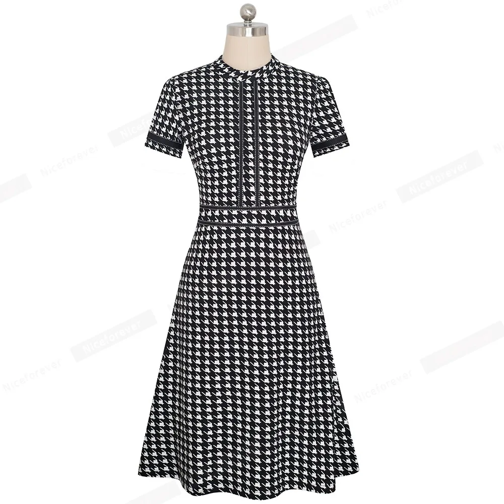 Retro Style Patchwork A-Line Dress for Women