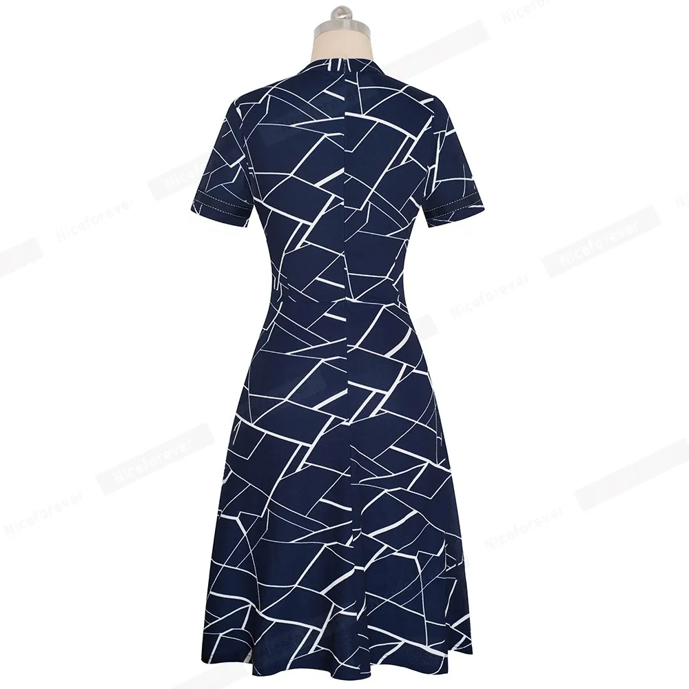 Retro Style Patchwork A-Line Dress for Women