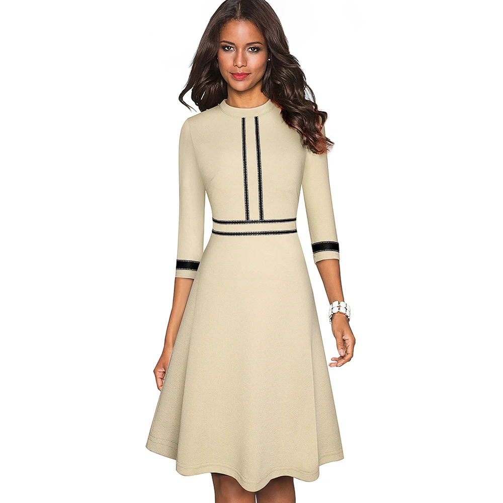 Retro Style Patchwork A-Line Dress for Women