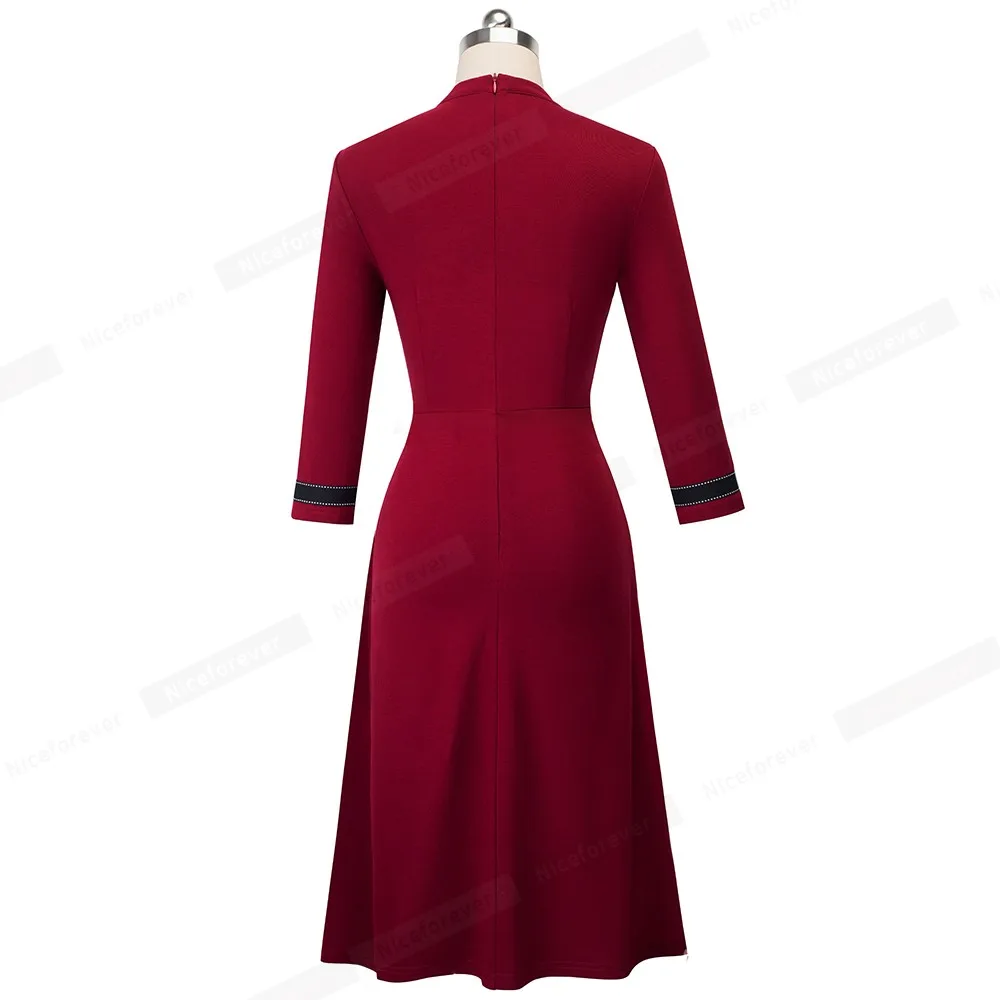 Retro Style Patchwork A-Line Dress for Women