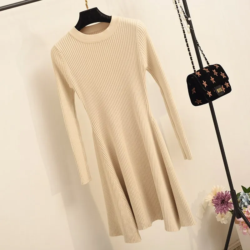 O-Neck Multicolored Sweater Dress for Women