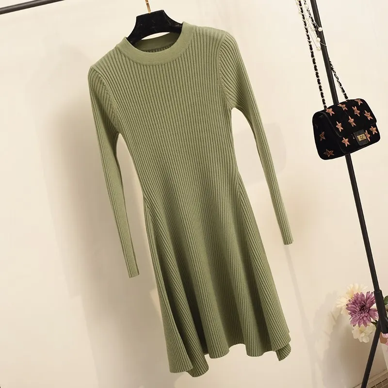 O-Neck Multicolored Sweater Dress for Women