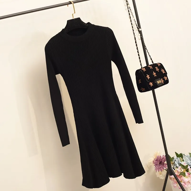 O-Neck Multicolored Sweater Dress for Women