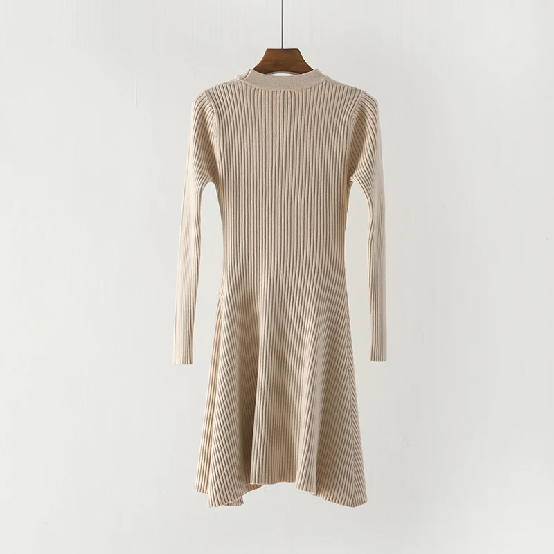 O-Neck Multicolored Sweater Dress for Women
