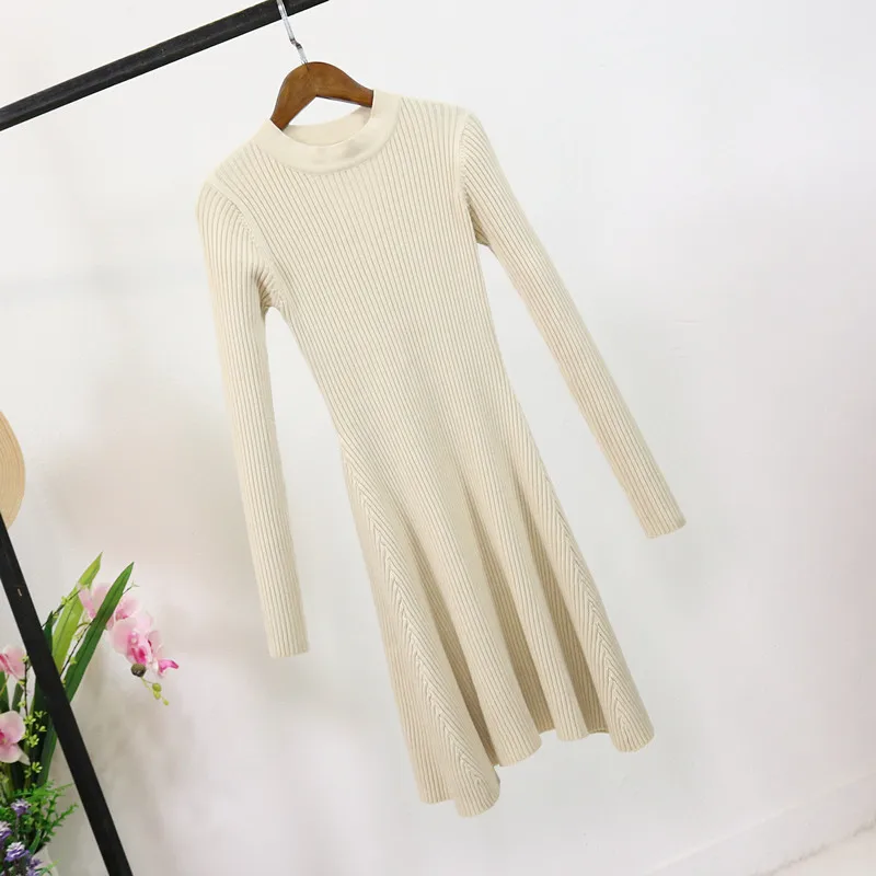 O-Neck Multicolored Sweater Dress for Women